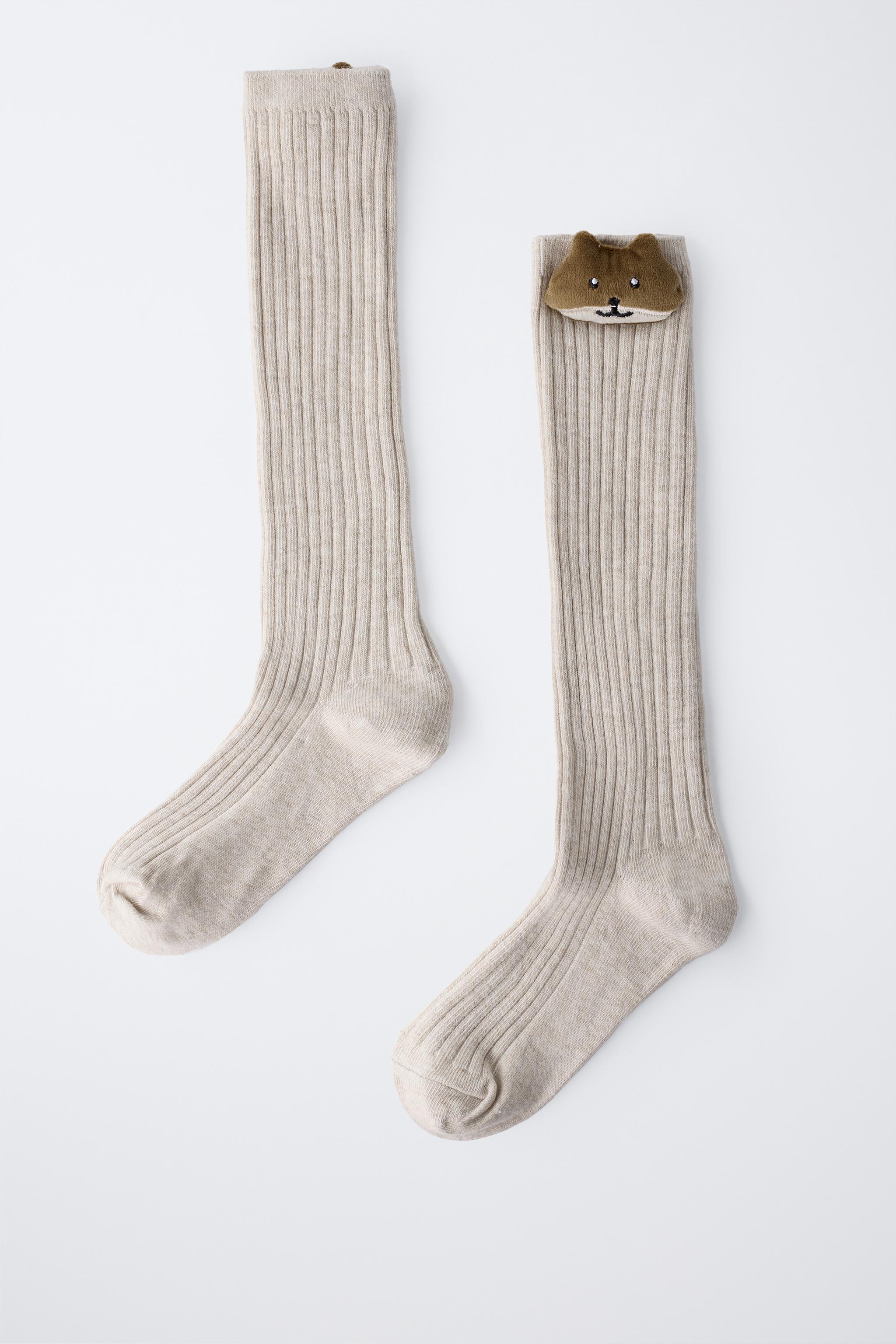 LONG RIBBED SOCKS WITH ANIMAL DETAIL